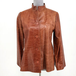 Samuel Robert Peter Hatsi Androu Jacket Womens 8 Rust Brown Ostrich Leather Vtg